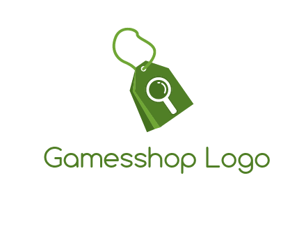 shopping tag logo with search icon