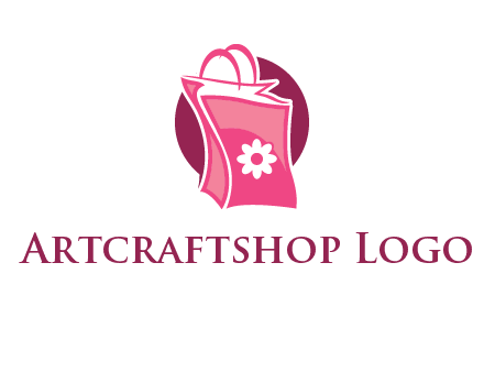 3D shopping bag in circle logo