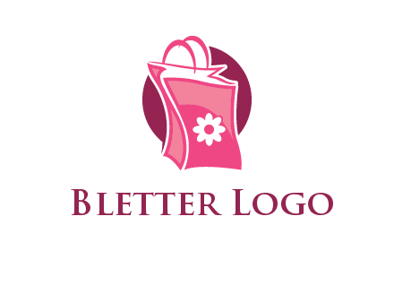 3D shopping bag in circle logo