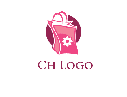 3D shopping bag in circle logo