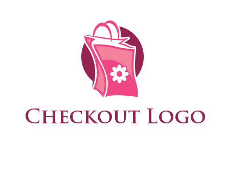 3D shopping bag in circle logo