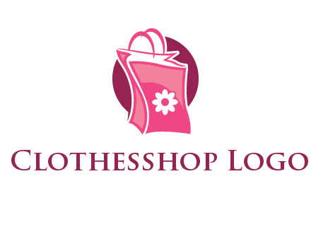 3D shopping bag in circle logo