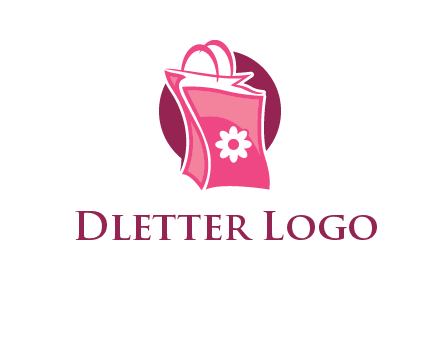 3D shopping bag in circle logo