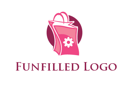 3D shopping bag in circle logo