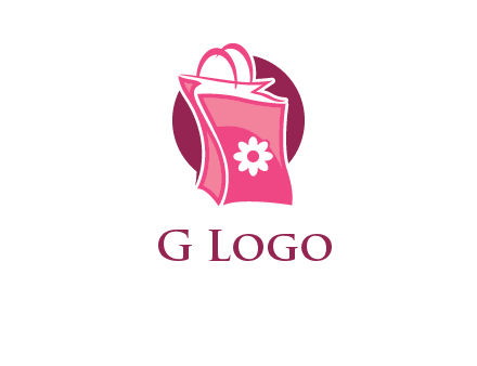 3D shopping bag in circle logo