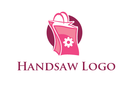 3D shopping bag in circle logo