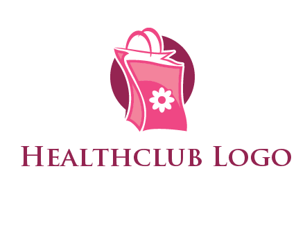 3D shopping bag in circle logo