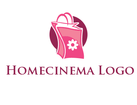 3D shopping bag in circle logo