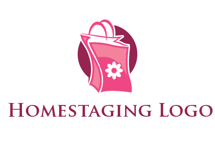 3D shopping bag in circle logo