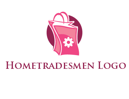 3D shopping bag in circle logo