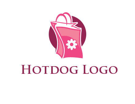 3D shopping bag in circle logo