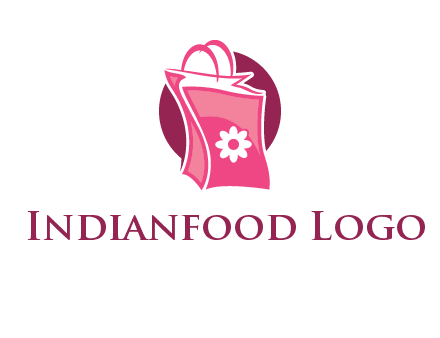 3D shopping bag in circle logo