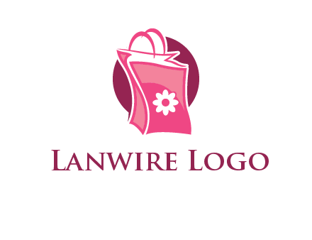 3D shopping bag in circle logo