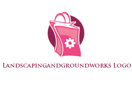 3D shopping bag in circle logo