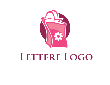 3D shopping bag in circle logo