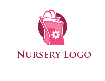 3D shopping bag in circle logo