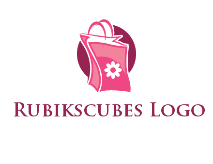 3D shopping bag in circle logo