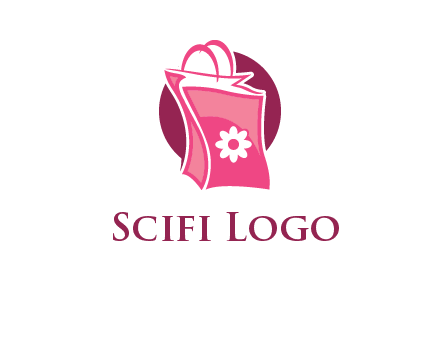 3D shopping bag in circle logo