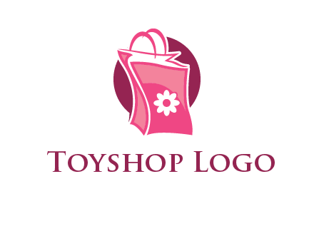 3D shopping bag in circle logo