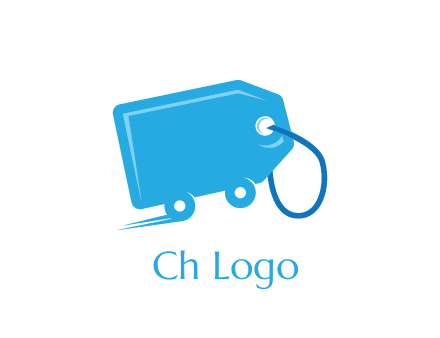 delivery logo with tag on wheels