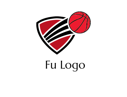 basketball shooting out of shield logo