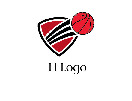 basketball shooting out of shield logo