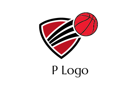 basketball shooting out of shield logo