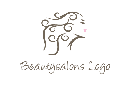 woman with curls in hair saloon logo