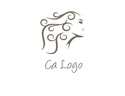 woman with curls in hair saloon logo