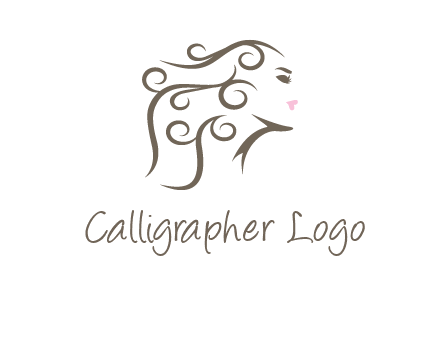 woman with curls in hair saloon logo