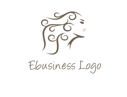 woman with curls in hair saloon logo