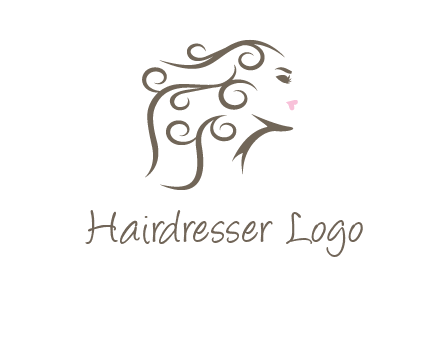 woman with curls in hair saloon logo