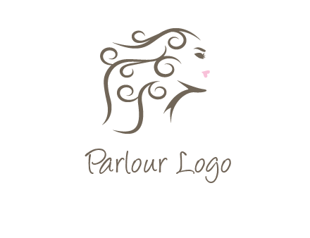 woman with curls in hair saloon logo