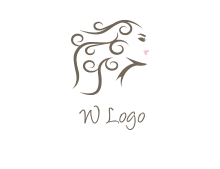 woman with curls in hair saloon logo