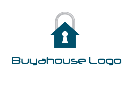 keyhole inside house in lock logo