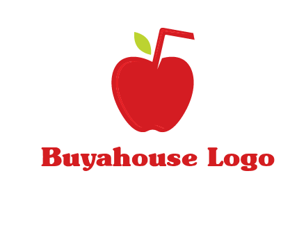 apple with straw beverage logo