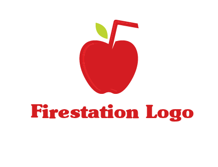 apple with straw beverage logo