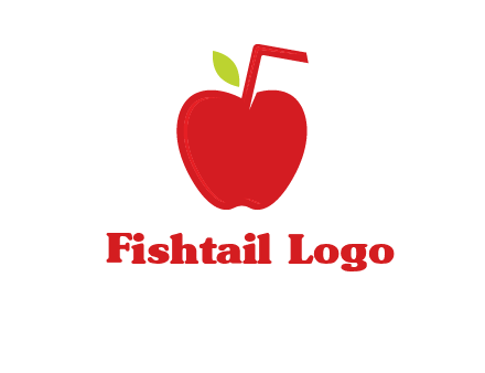 apple with straw beverage logo