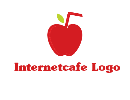 apple with straw beverage logo