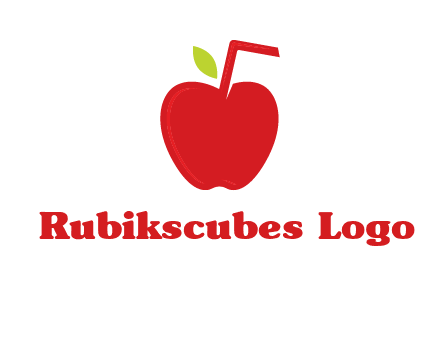 apple with straw beverage logo