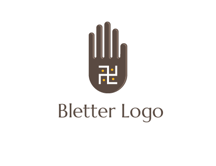 hand logo with the Swastika symbol