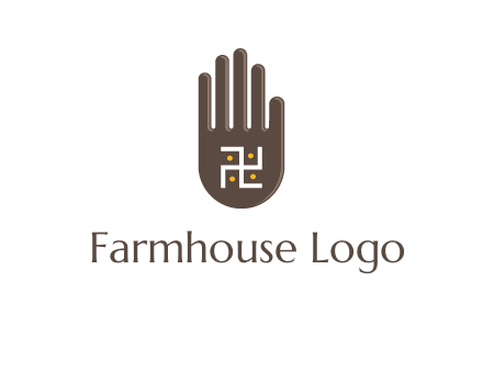 hand logo with the Swastika symbol