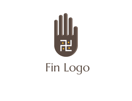 hand logo with the Swastika symbol