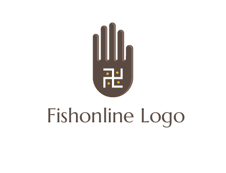 hand logo with the Swastika symbol