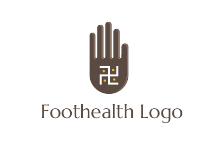 hand logo with the Swastika symbol