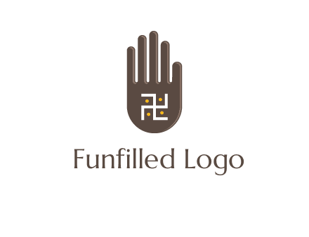 hand logo with the Swastika symbol