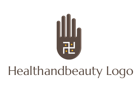 hand logo with the Swastika symbol