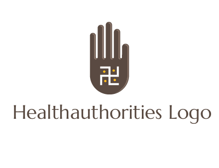 hand logo with the Swastika symbol