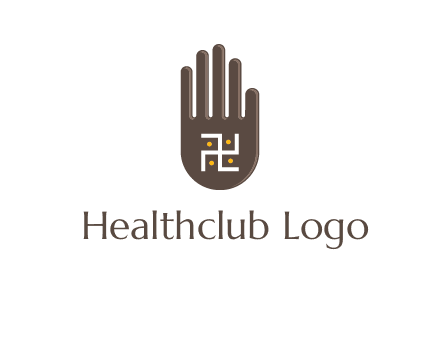 hand logo with the Swastika symbol