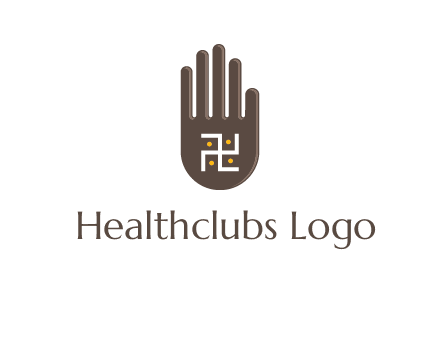 hand logo with the Swastika symbol